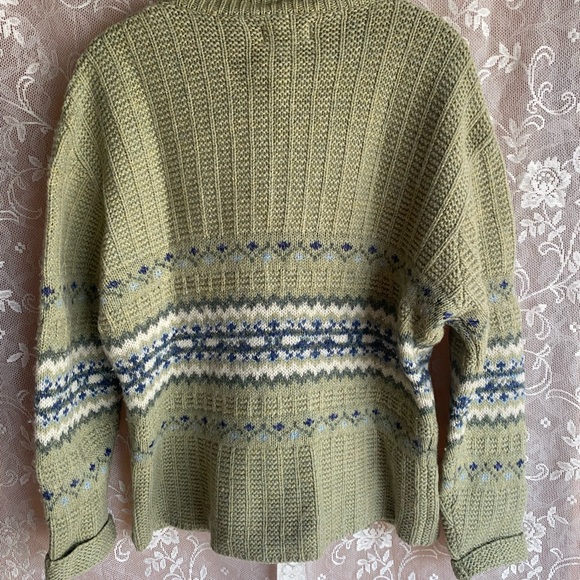 Vintage 90s St. John’s Bay Large Wool Green Button-Up Cardigan - Picture 4 of 4